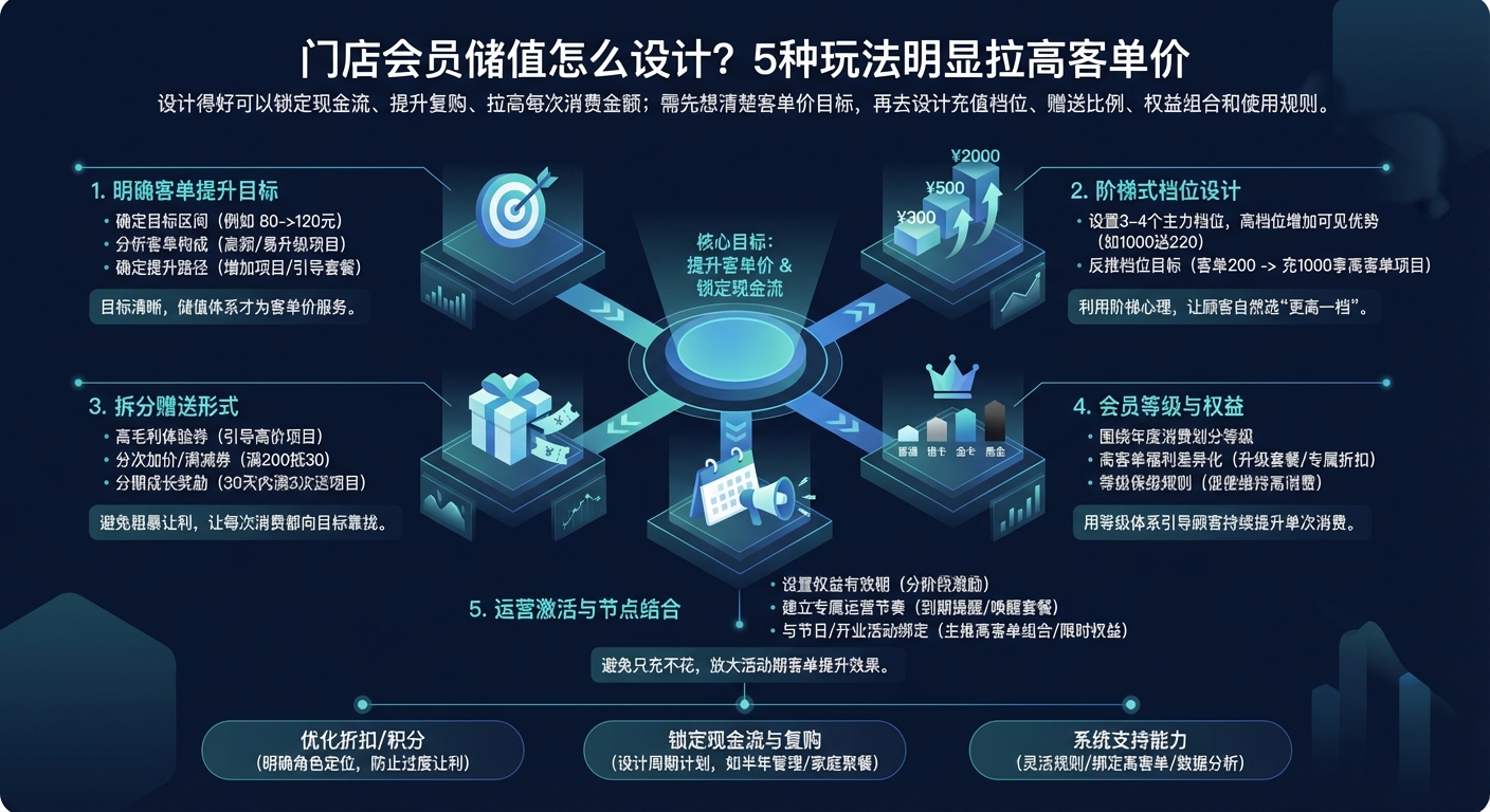 如何明确“为了提升客单价”来设计储值目标？