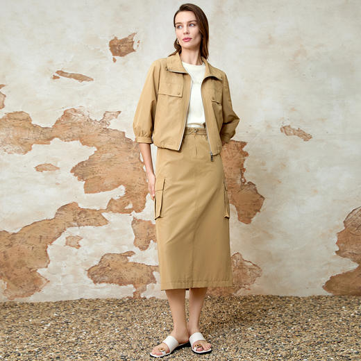 EITIE爱特爱舒适直筒抽绳松紧腰休闲显瘦半身裙春季新款8106811 商品图2