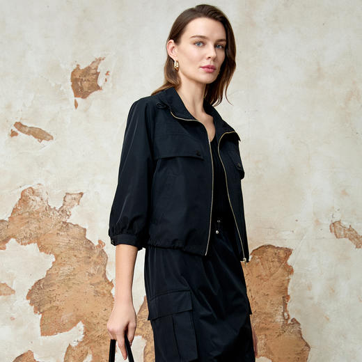 EITIE爱特爱七分袖修身显瘦短款休闲外套春新款8103812 商品图7