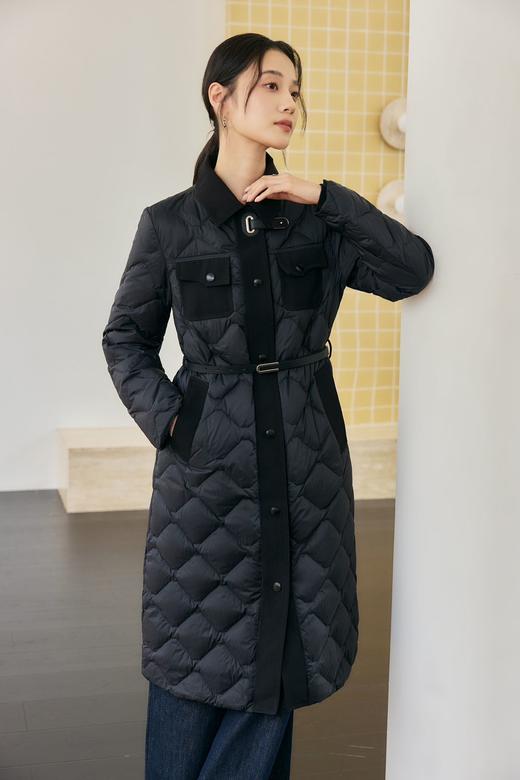 现货 臣禾	翻领鹅绒服中长款【90白鹅绒】配腰带拼接羽绒服	JZ254070675 商品图3
