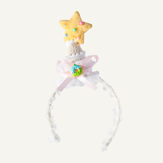 黄色星星帽蕾丝发箍 商品图0