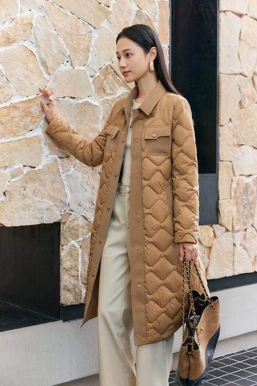 现货 臣禾	翻领鹅绒服中长款【90白鹅绒】配腰带拼接羽绒服	JZ254070675 商品图7