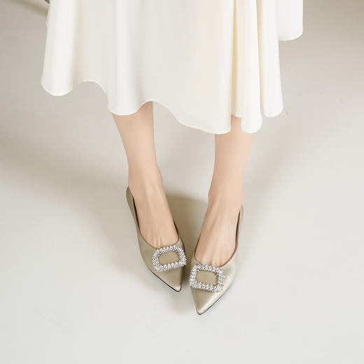 Westory2026年春季尖头平底真丝牛皮单鞋通勤休闲百搭浅口鞋S26AE50761 商品图4