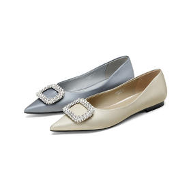 Westory2026年春季尖头平底真丝牛皮单鞋通勤休闲百搭浅口鞋S26AE50761