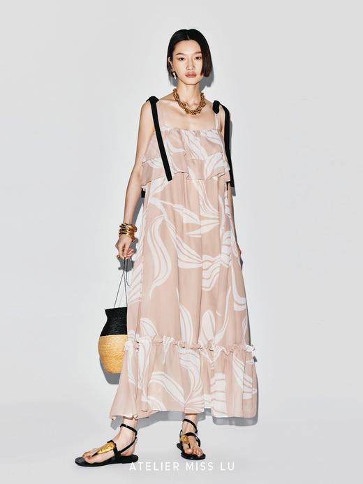 【绯露花园】品牌定染印花层次飘片吊带长裙 商品图3