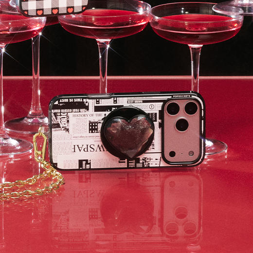 【Something Spicy 辣】浮光之心 POPGRIP泡泡骚手机粘贴式气囊支架 Popout异形系列 黑色 爱心 商品图1