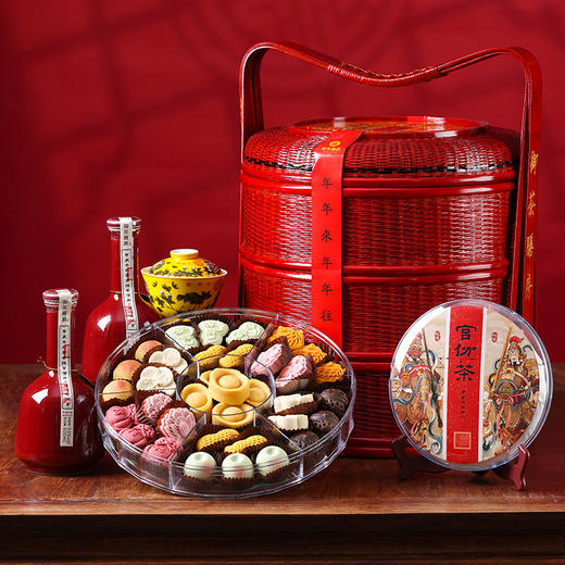 御茶膳房年货高档礼盒装新年过年大礼包糕点坚果送礼长辈春节礼品天圆篮正 商品图1