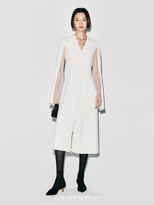 【温润之珠】纱袖开衩飘袖西装连衣裙 商品图4