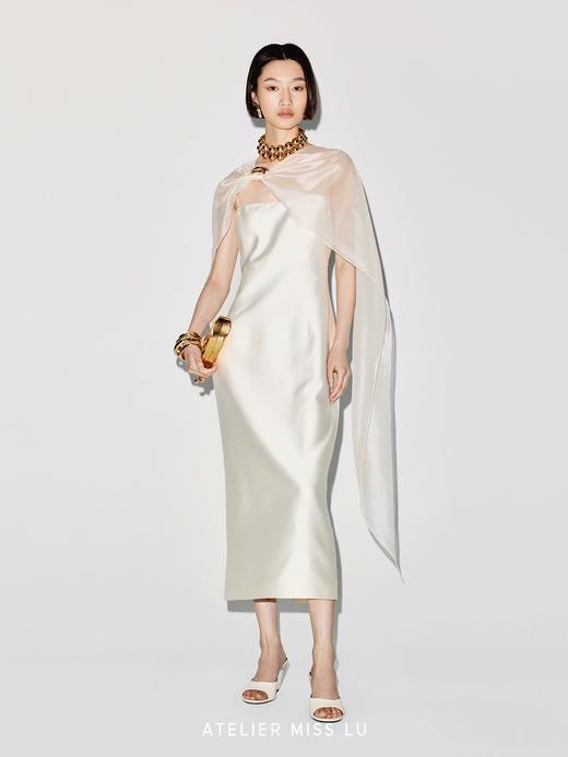 【海风心绪】贝壳样式金属装饰薄纱披风吊带礼服长裙 商品图2