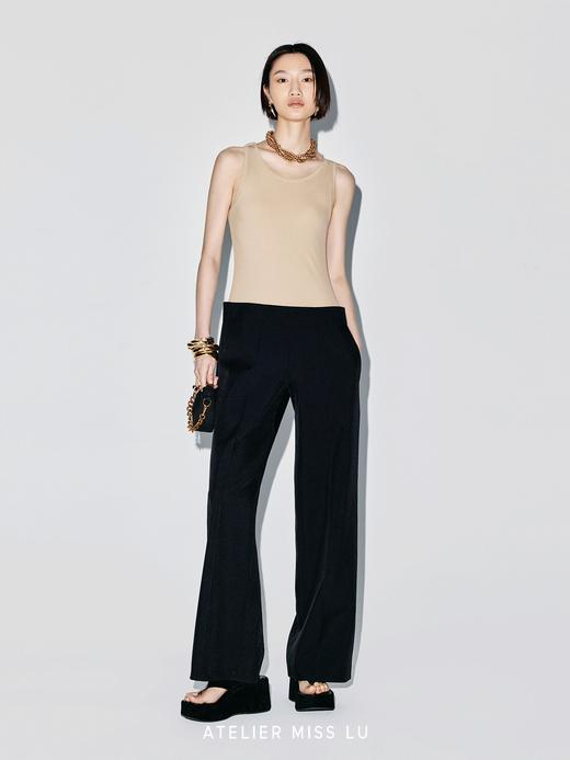 【日升轨迹】弹力针织拼接垂感阔腿连体裤 商品图1