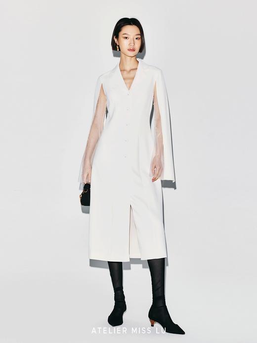 【温润之珠】纱袖开衩飘袖西装连衣裙 商品图2