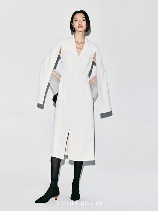 【温润之珠】纱袖开衩飘袖西装连衣裙 商品图1