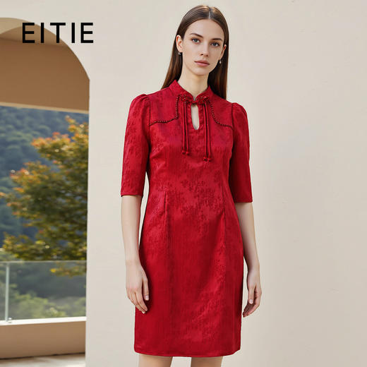 EITIE爱特爱气质新中式立领盘扣修身显瘦礼服连衣裙春季新款8177801 商品图0