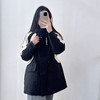冲锋衣羽绒服欧洲站秋冬长款束腰宽松黑白拼色风衣外套 商品缩略图3