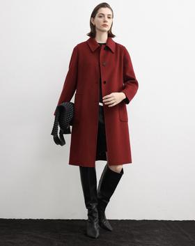 女装25秋冬新品翻领双面绒长大衣2255-AQ2269
