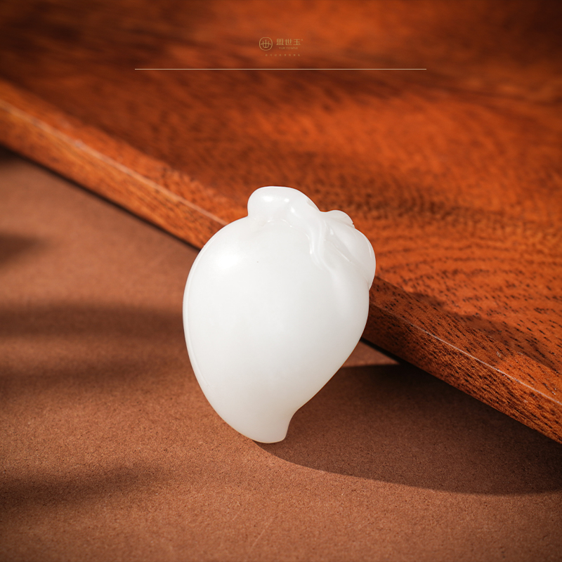 「年礼优选」【寿禧】羊脂白玉寿桃挂件