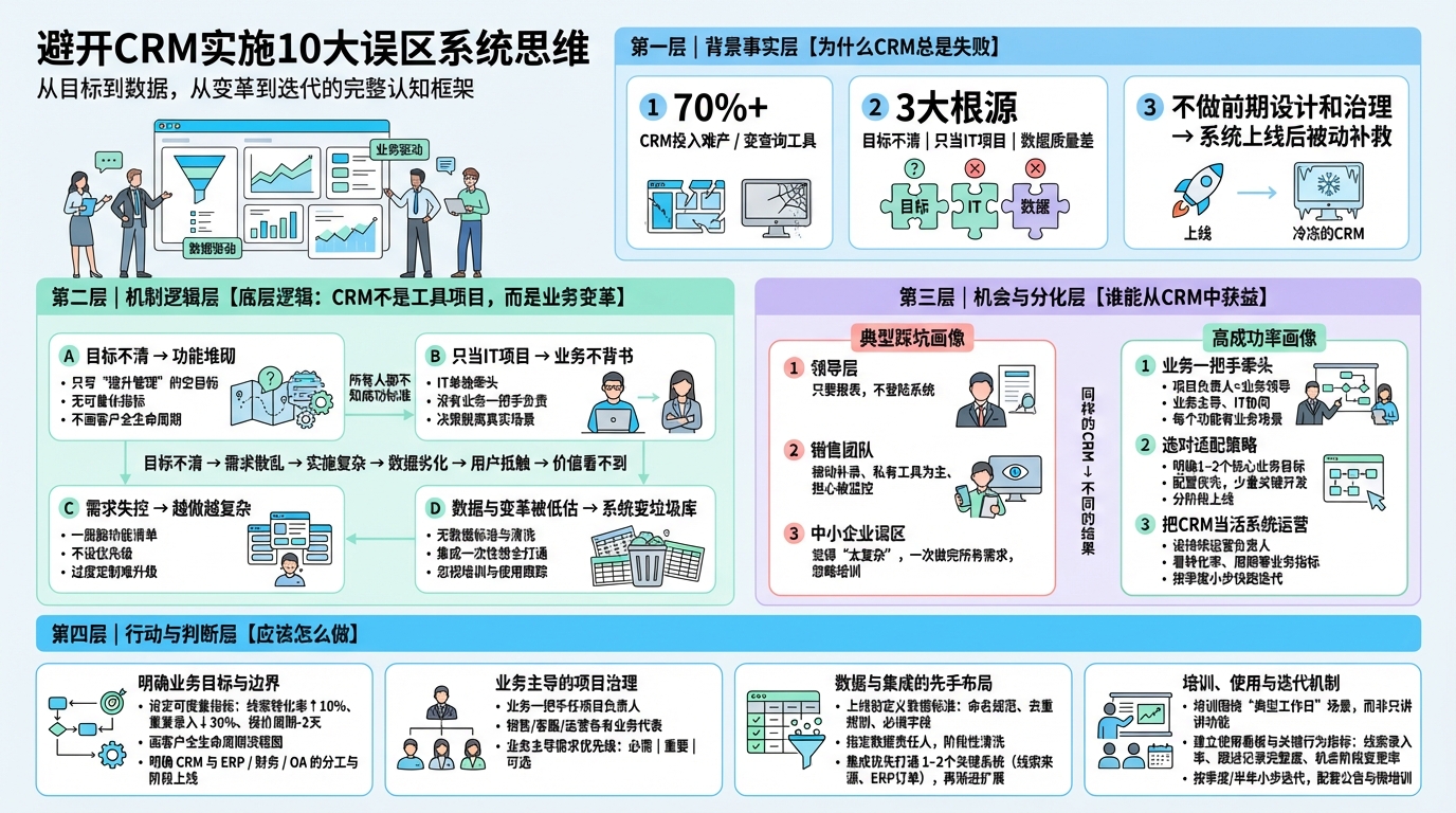 一、CRM目标不清：上了系统却没人买账？