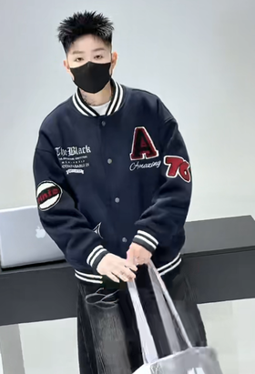 男装25秋冬新品立领纽扣长袖棒球服2257-T2588