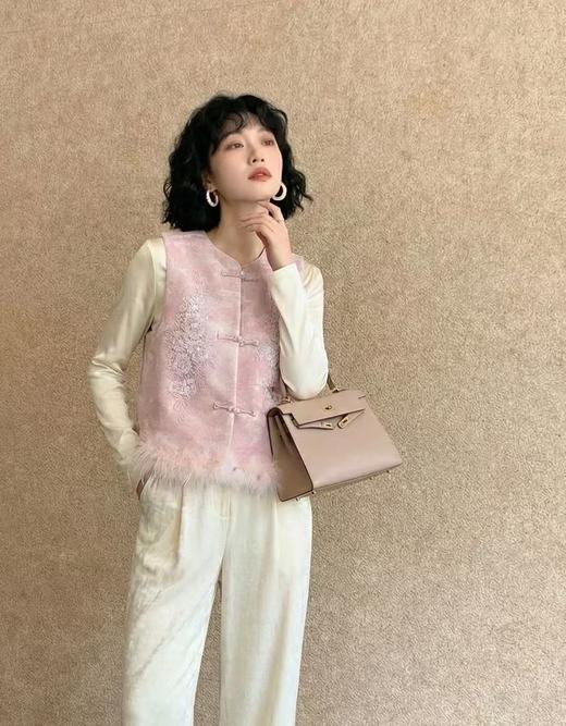 女装25秋冬新品新中式带闪珠毛边棉马甲2217-4322613 商品图1