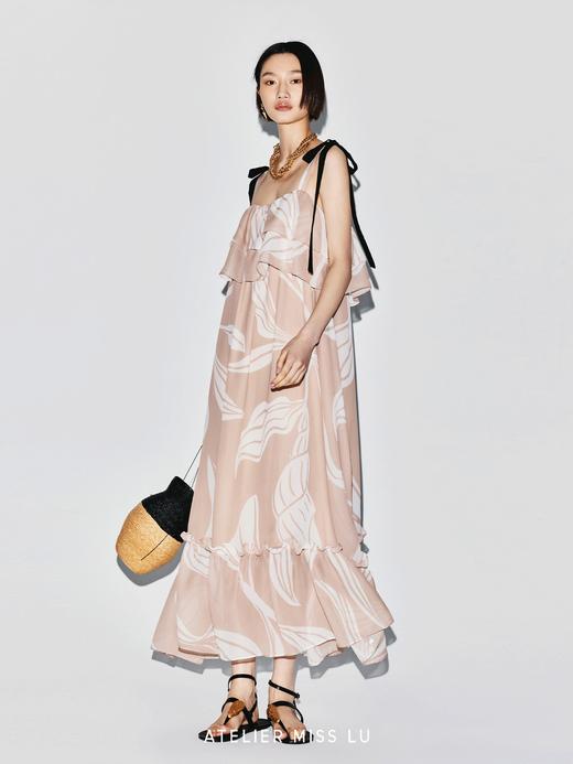 【绯露花园】品牌定染印花层次飘片吊带长裙 商品图2