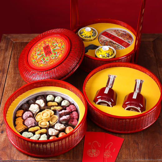 御茶膳房年货高档礼盒装新年过年大礼包糕点坚果送礼长辈春节礼品天圆篮正 商品图2