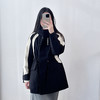 冲锋衣羽绒服欧洲站秋冬长款束腰宽松黑白拼色风衣外套 商品缩略图5