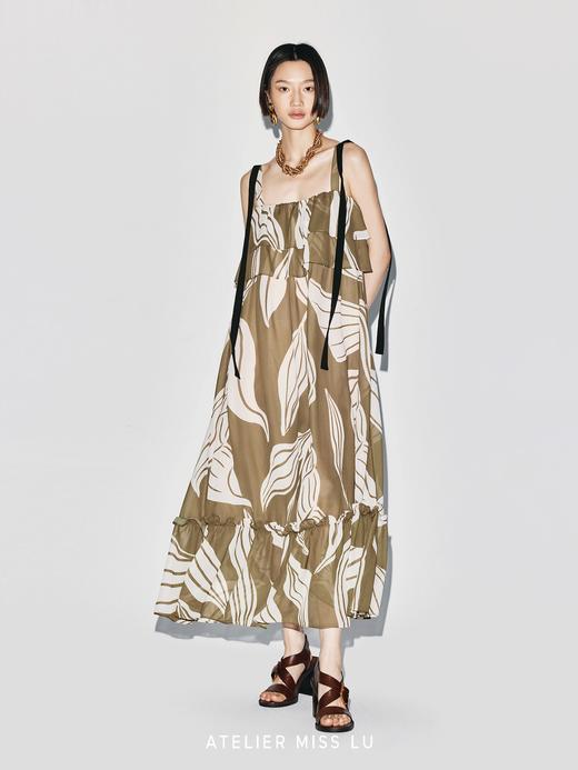 【绿野游踪】品牌定染印花层次飘片吊带长裙 商品图4