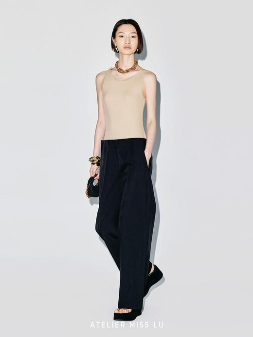 【日升轨迹】弹力针织拼接垂感阔腿连体裤 商品图3