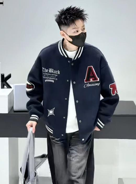 男装25秋冬新品立领纽扣长袖棒球服2257-T2588 商品图2