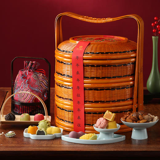 御茶膳房年货高档礼盒新年过年大礼包糕点熟食送长辈春节礼品 天圆篮（从） 商品图4