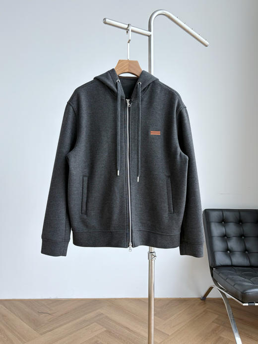 严选 | 杰尼亚帽衫羊毛开衫三色羊毛混纺！情侣款拉链立领外套 商品图1