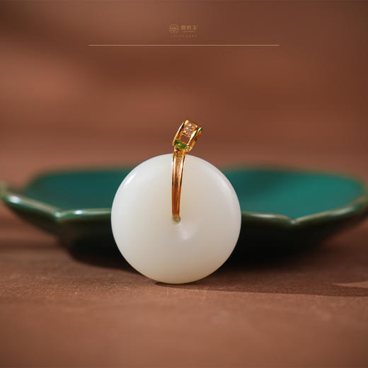 【时宜】金镶羊脂白玉平安扣 商品图0