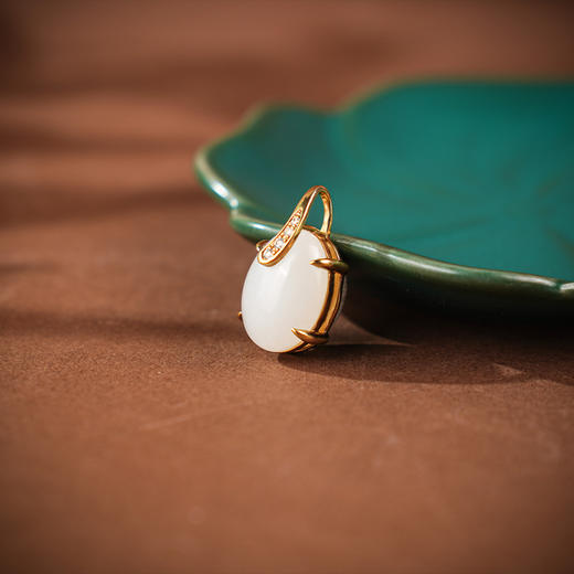 【泓馥】金镶羊脂白玉坠 商品图2