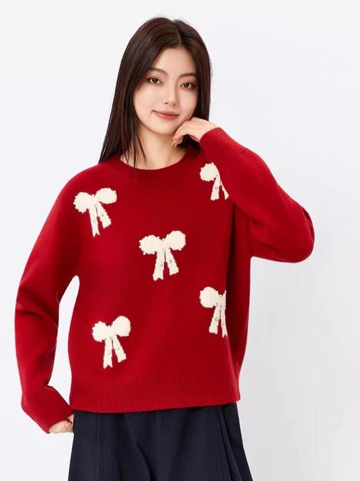 女装25秋冬新品圆领蝴蝶结羊毛针织衫2217-118989 商品图2