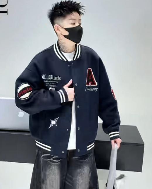 男装25秋冬新品立领纽扣长袖棒球服2257-T2588 商品图1