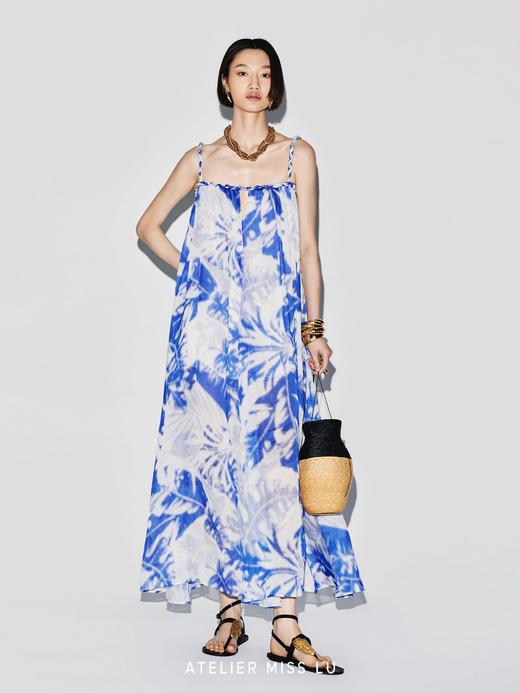 【大溪地之夏】品牌定染印花丝麻混纺编织吊带连衣裙 商品图3