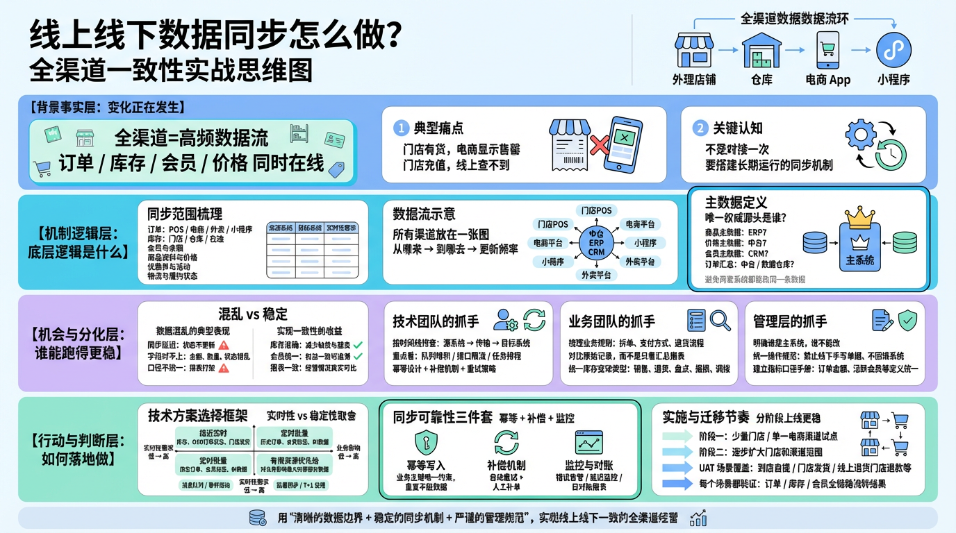 先搞清楚要同步哪些线上线下数据？