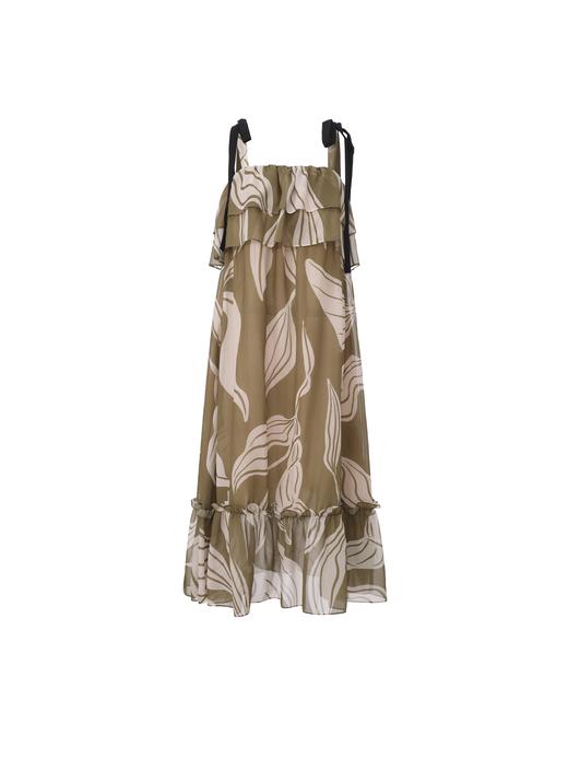 【绿野游踪】品牌定染印花层次飘片吊带长裙 商品图0