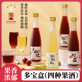 多宝礼盒 东星经典果酒瓶装7度四口味（树莓、山楂、猕猴桃、樱桃） 330ml*4 沈农食品产业研究院
