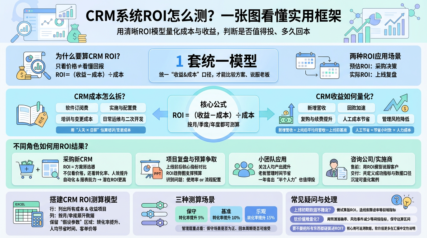 CRM系统ROI怎么算？先确定公式和测算范围