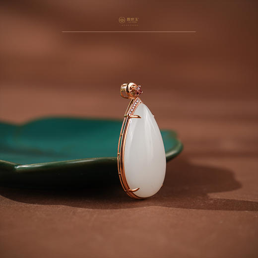 【娇兰】金镶羊脂白玉吊坠 商品图2