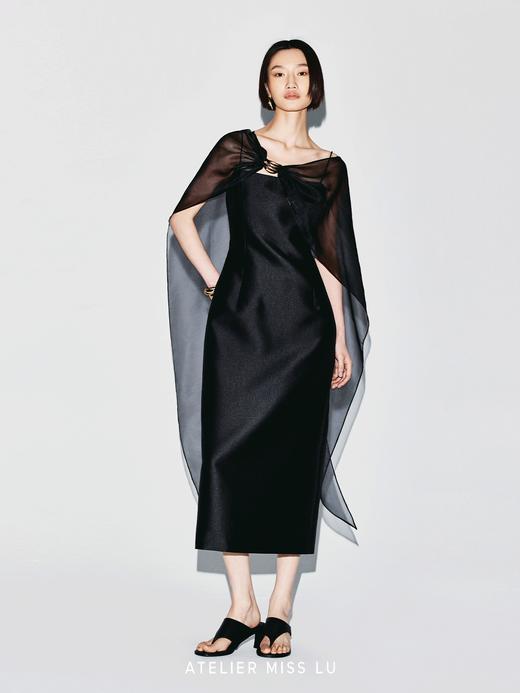 【海风心影】贝壳样式金属装饰薄纱披风吊带礼服长裙 商品图1