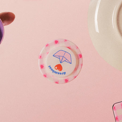 【Something Sweet 甜】粉餐巾小船 POPGRIP泡泡骚手机粘贴式气囊支架 Graphic平面系列 粉色 爱心 手绘画 商品图1