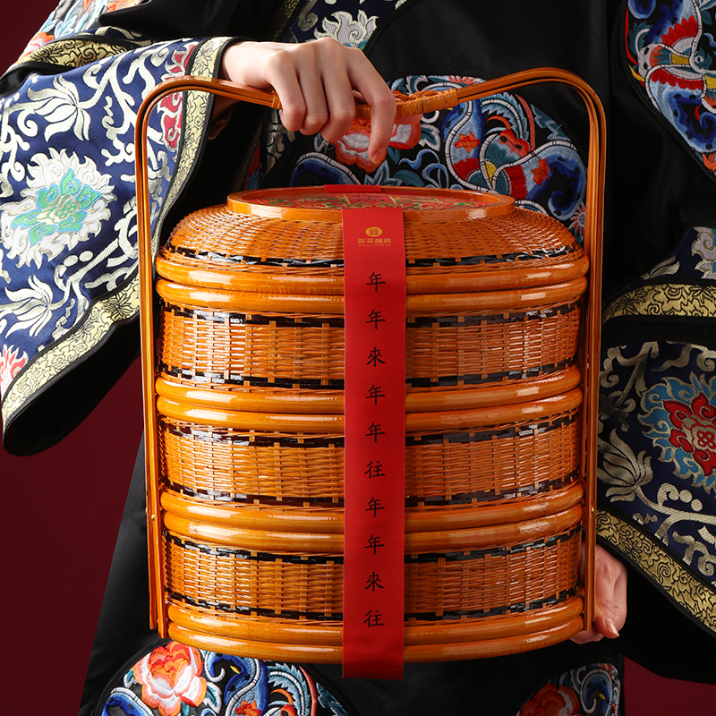 御茶膳房年货高档礼盒新年过年大礼包糕点熟食送长辈春节礼品 天圆篮（从）