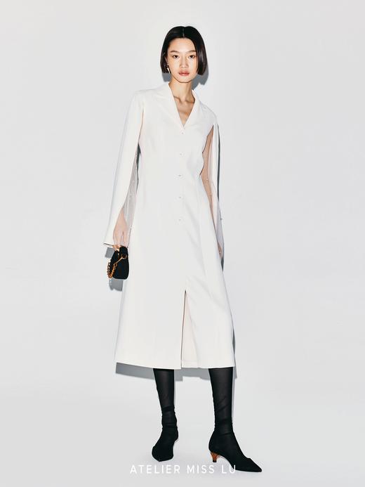 【温润之珠】纱袖开衩飘袖西装连衣裙 商品图3