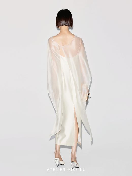 【海风心绪】贝壳样式金属装饰薄纱披风吊带礼服长裙 商品图3