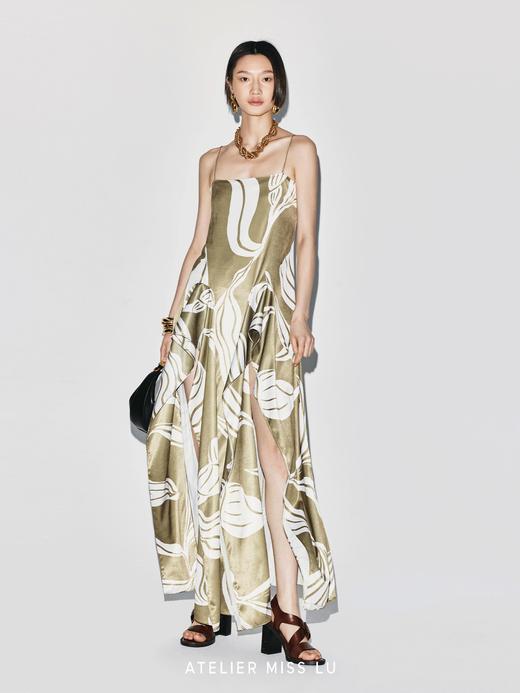 【仙本那海浪】品牌定染印花立体波浪高开衩吊带长裙 商品图2