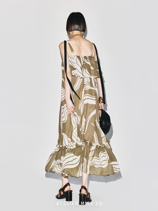 【绿野游踪】品牌定染印花层次飘片吊带长裙 商品图3