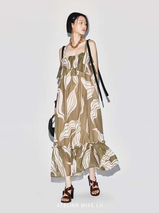 【绿野游踪】品牌定染印花层次飘片吊带长裙 商品图2