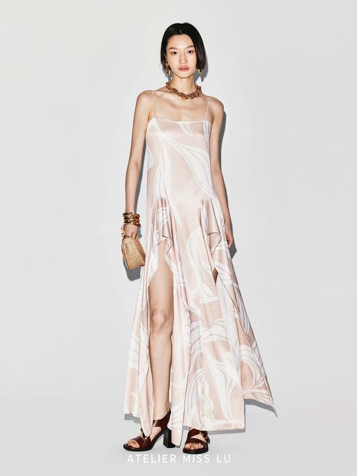 【夏威夷海浪】品牌定染印花立裁拼接高开衩吊带长裙 商品图2